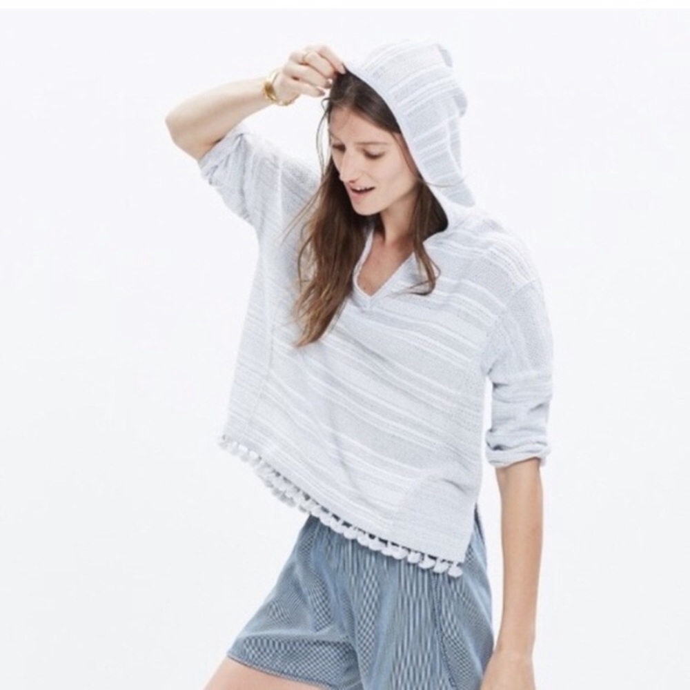 Madewell hooded Pom Pom sweater M/L